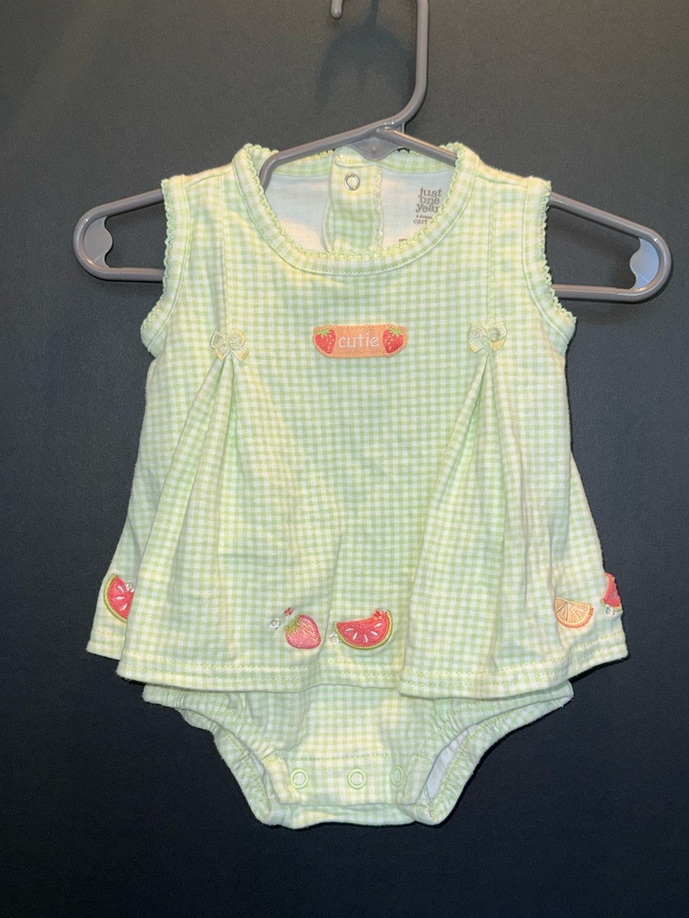 Cutie Green Fruit Embroidered Baby One-Piece